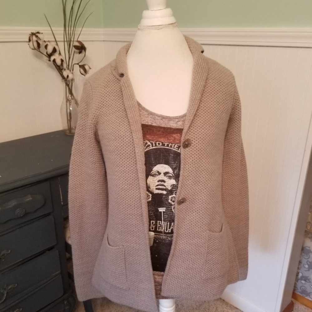 Light grey button up sweater medium